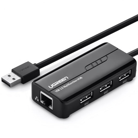 Διανομέας USB UGREEN 20264, 3 x USB-A - 1 x RJ45, Μαύρο