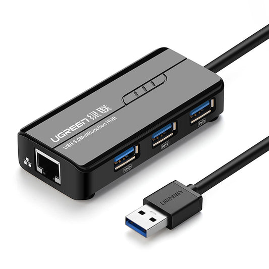 USB Hub UGREEN 20265, 3 x USB-A 3.0 - 1 x RJ45, Μαύρο