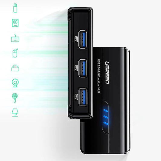 USB Hub UGREEN 20265, 3 x USB-A 3.0 - 1 x RJ45, Μαύρο