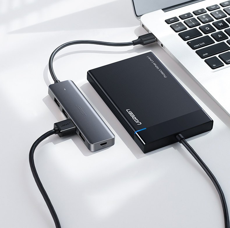 Hub USB UGREEN CM219, 4 x USB-A 3.0 - 1 x USB-C, Γκρι