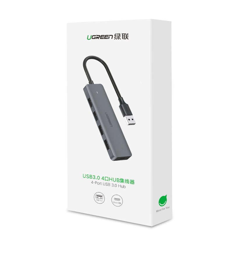 Hub USB UGREEN CM219, 4 x USB-A 3.0 - 1 x USB-C, Γκρι