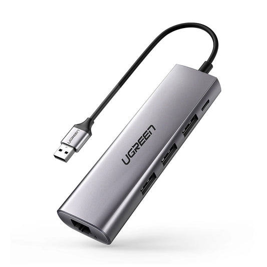 USB Hub UGREEN CM266, 3 x USB-A 3.0 - 1 x RJ45, Γκρι