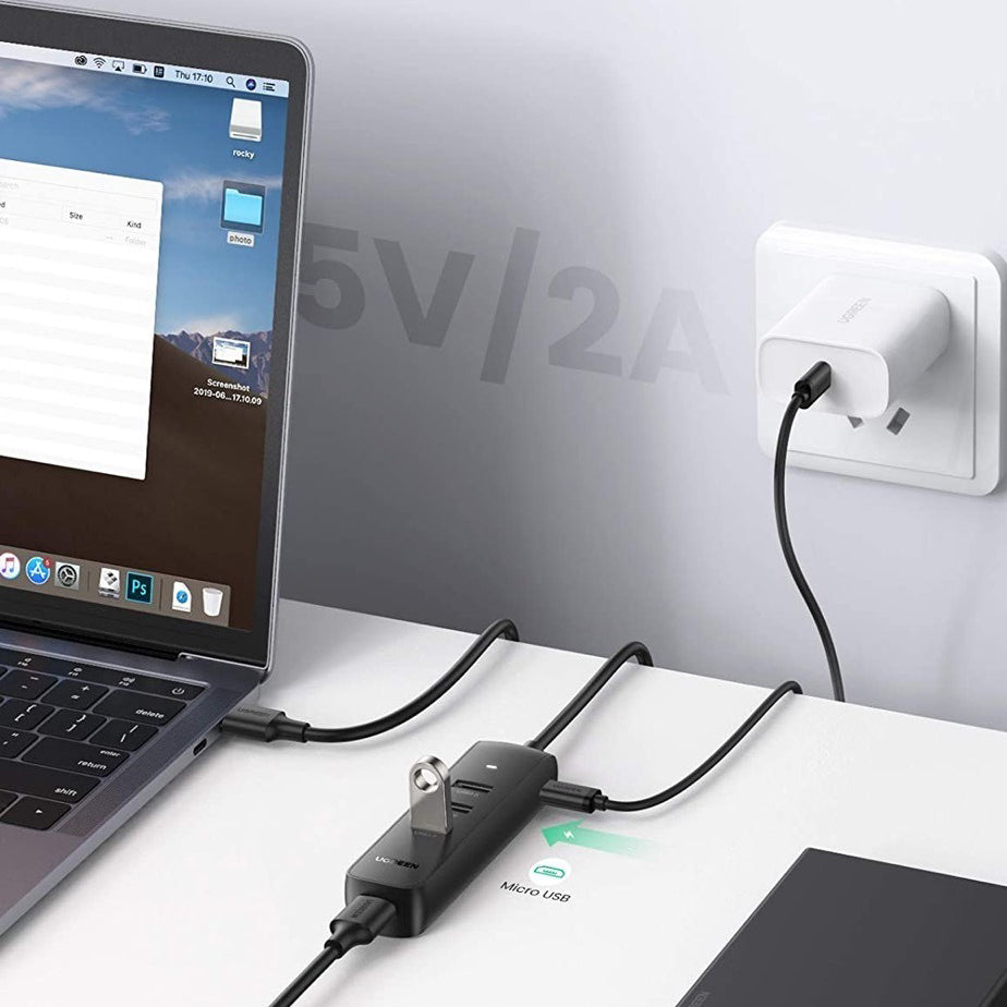 Hub USB UGREEN CM416, 4 x USB-A 3.0, 0.25m, Μαύρο