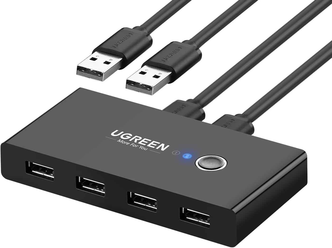USB Hub UGREEN US216 Two Sharing Switch Box, 4 x USB-A, Black