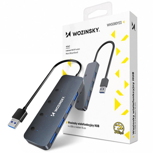 Hub USB WZK WHS080YSS, 4 x USB-A 3.0, Γκρι
