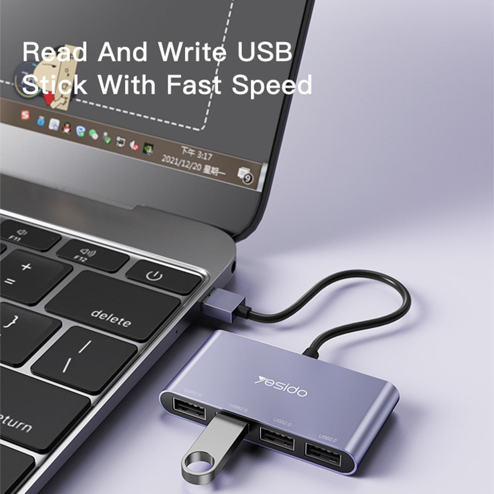 Hub USB Yesido HB12, 4in1, Γκρι
