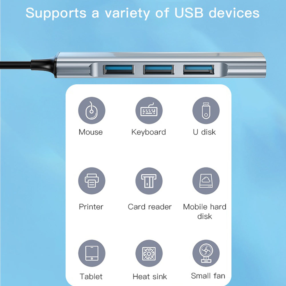 Hub USB Yesido HB18, 4in1, Γκρι