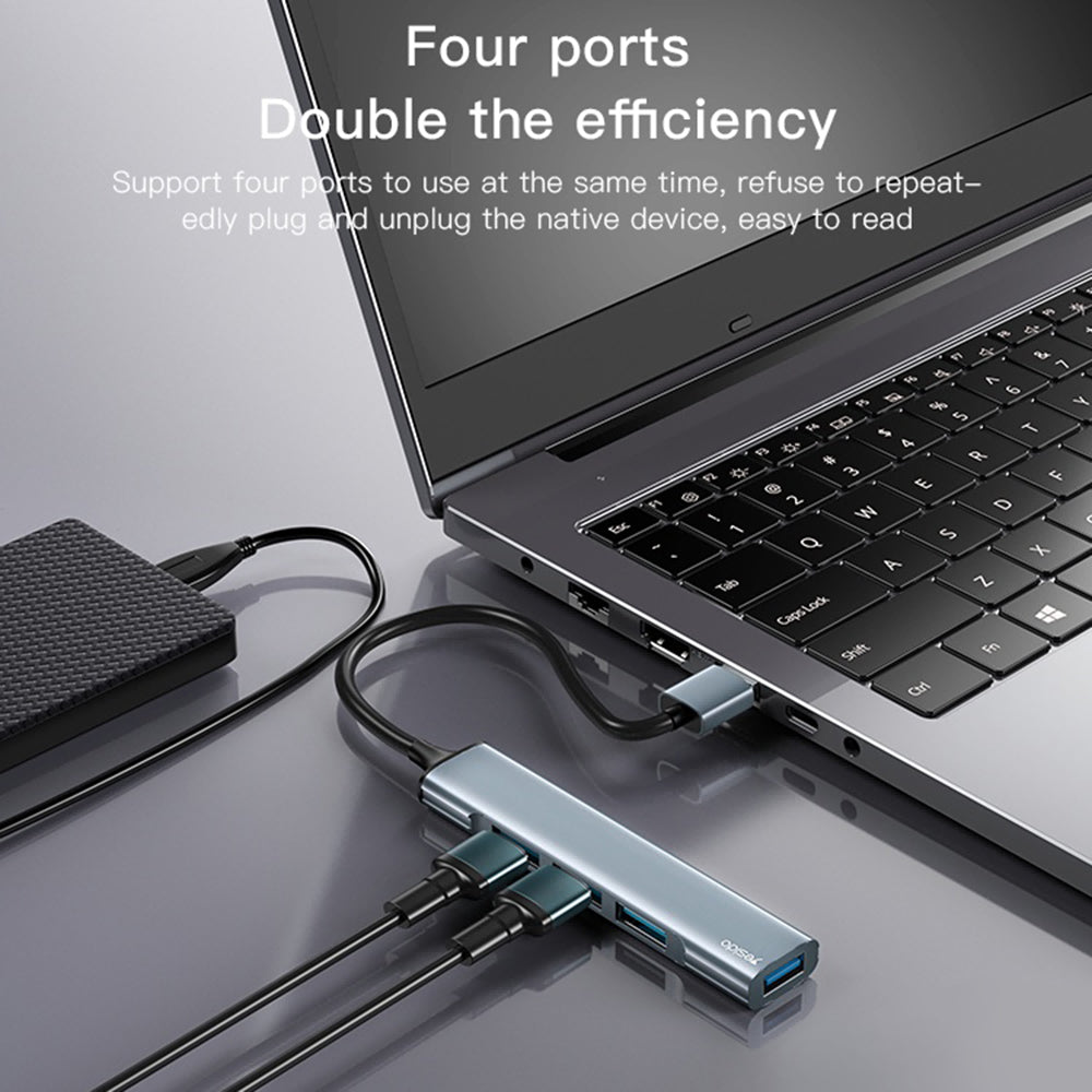 Hub USB Yesido HB18, 4in1, Γκρι