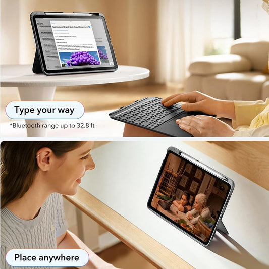 Θήκη με Πληκτρολόγιο για Apple iPad (2025) / (2022), ESR, Flex, Γκρι