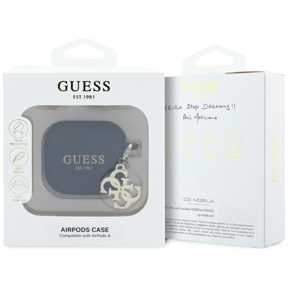 Θήκη Guess W/4G Charm για Apple AirPods 4, Μαύρη