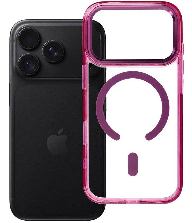 Θήκη MagSafe για Apple iPhone 18 Pro / iPhone 17 Pro, OEM, Frame Clear Hybrid, Βυσσινί