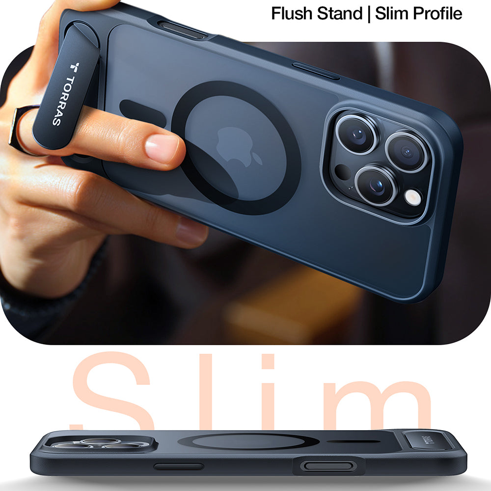 Θήκη MagSafe για Apple iPhone 16 Pro Max, Torras, Pstand, Μαύρη