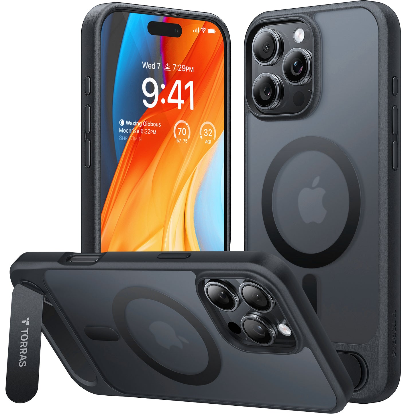 Θήκη MagSafe για Apple iPhone 16 Pro Max, Torras, Pstand, Μαύρη