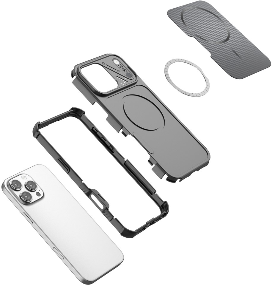 Θήκη MagSafe για Apple iPhone 16 Pro Max, OEM, Προστασία από Άνθρακα και Γωνίες, Μαύρη
