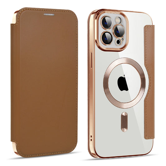 Θήκη MagSafe για Apple iPhone 11 Pro Max, Techsuit, SmartMag Book, Καφέ