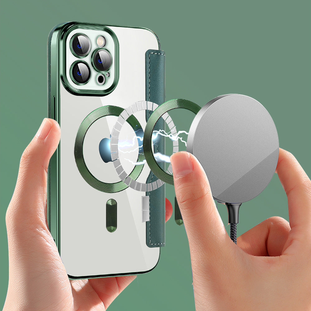 Θήκη MagSafe για Apple iPhone 12 Pro Max, Techsuit, SmartMag Book, Πράσινο