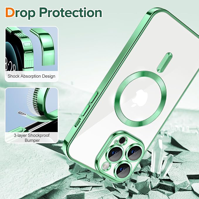 Θήκη MagSafe για Apple iPhone 12 Pro, Techsuit, Luxury Crystal, Ανοιχτό Πράσινο