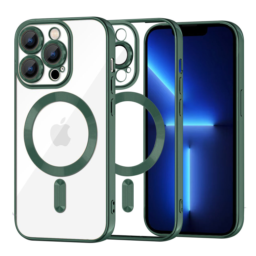 Θήκη MagSafe για Apple iPhone 13 Pro Max, Techsuit, Luxury Crystal, Σκούρο Πράσινο