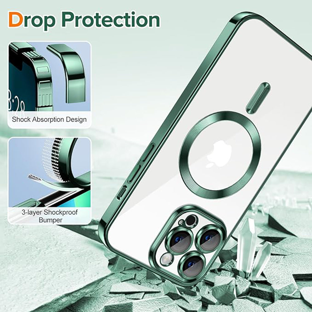 Θήκη MagSafe για Apple iPhone 13 Pro, Techsuit, Luxury Crystal, Σκούρο Πράσινο