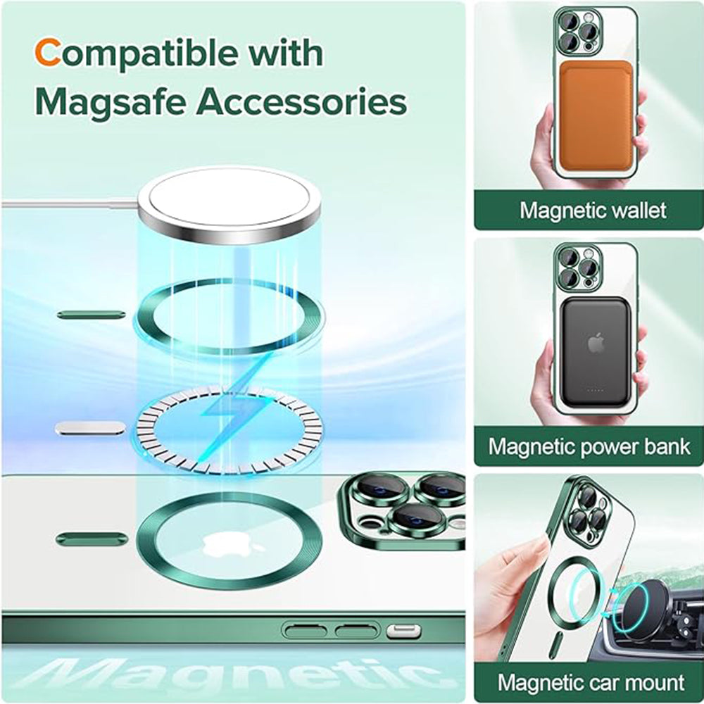 Θήκη MagSafe για Apple iPhone 13 Pro, Techsuit, Luxury Crystal, Σκούρο Πράσινο