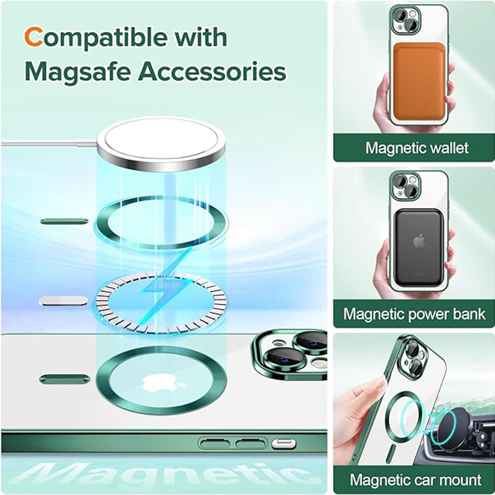 Θήκη MagSafe για Apple iPhone 13, Techsuit, Luxury Crystal, Σκούρο Πράσινο