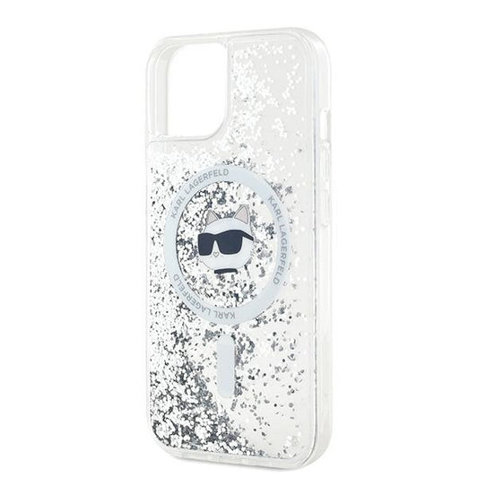 Θήκη MagSafe για Apple iPhone 14, Karl Lagerfeld, Liquid Glitter Choupette's Head, Διάφανη