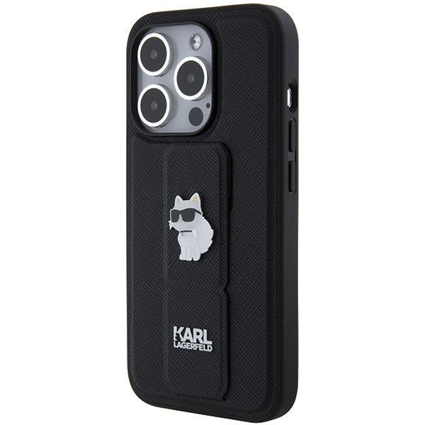 MagSafe Case for Apple iPhone 14 Pro, Karl Lagerfeld, Saffiano Gripstand Choupette, Black