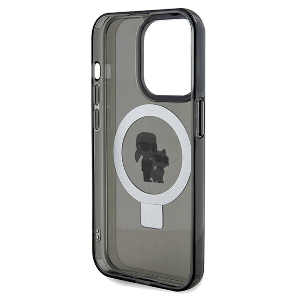 MagSafe Case for Apple iPhone 14 Pro Max, Karl Lagerfeld, Ring Stand Karl & Choupette, Black