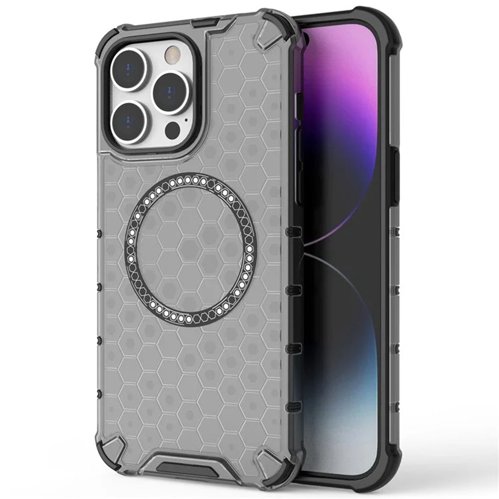 Θήκη MagSafe για Apple iPhone 14 Pro, Techsuit, HoneyComb Shield, Λευκή