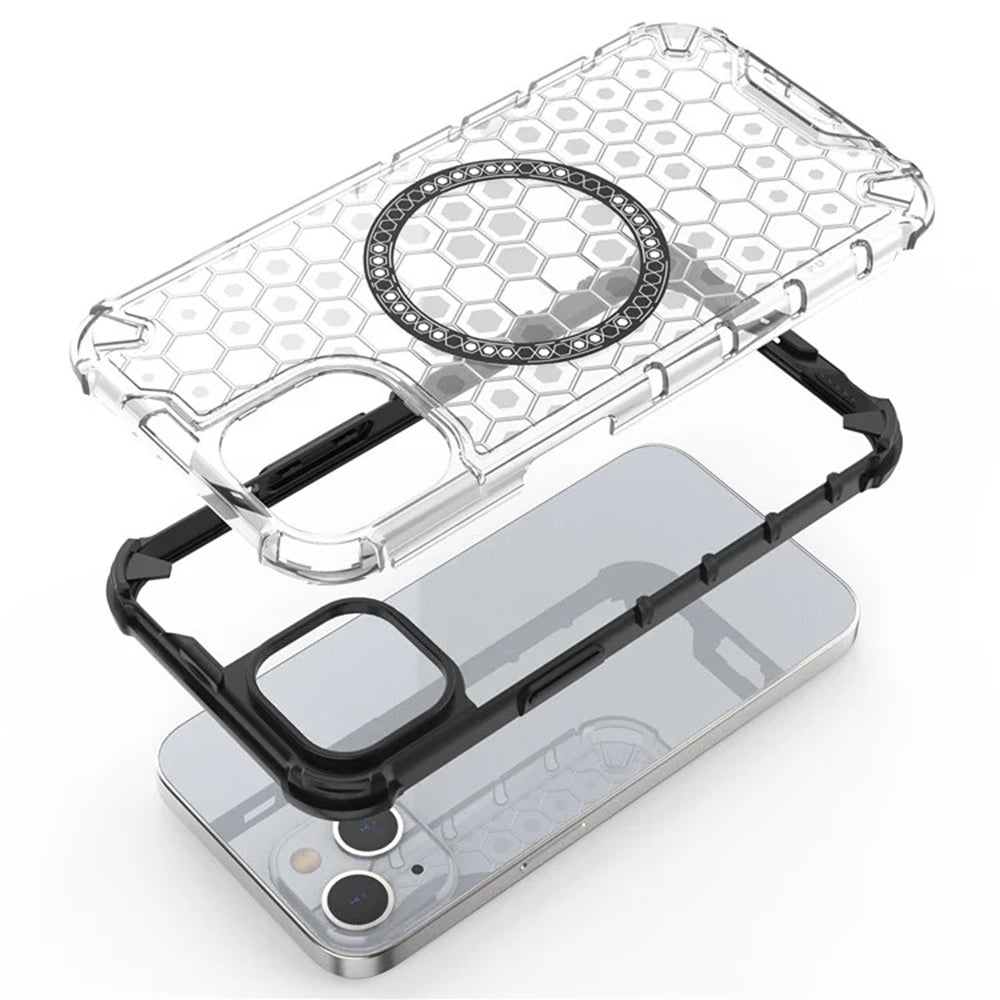 Θήκη MagSafe για Apple iPhone 14, Techsuit, HoneyComb Shield, Λευκή