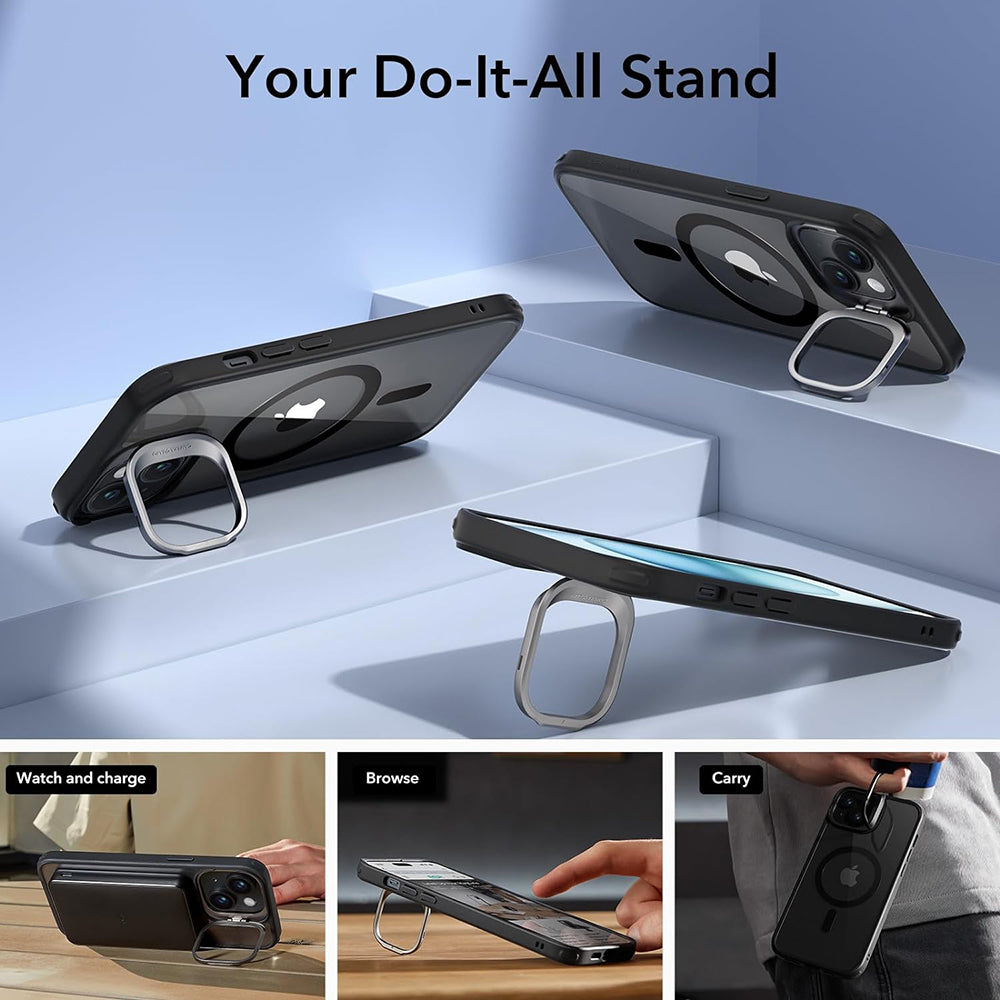 Θήκη MagSafe για Apple iPhone 15, ESR, Classic Hybrid Kickstand, Μαύρη Διαφανής