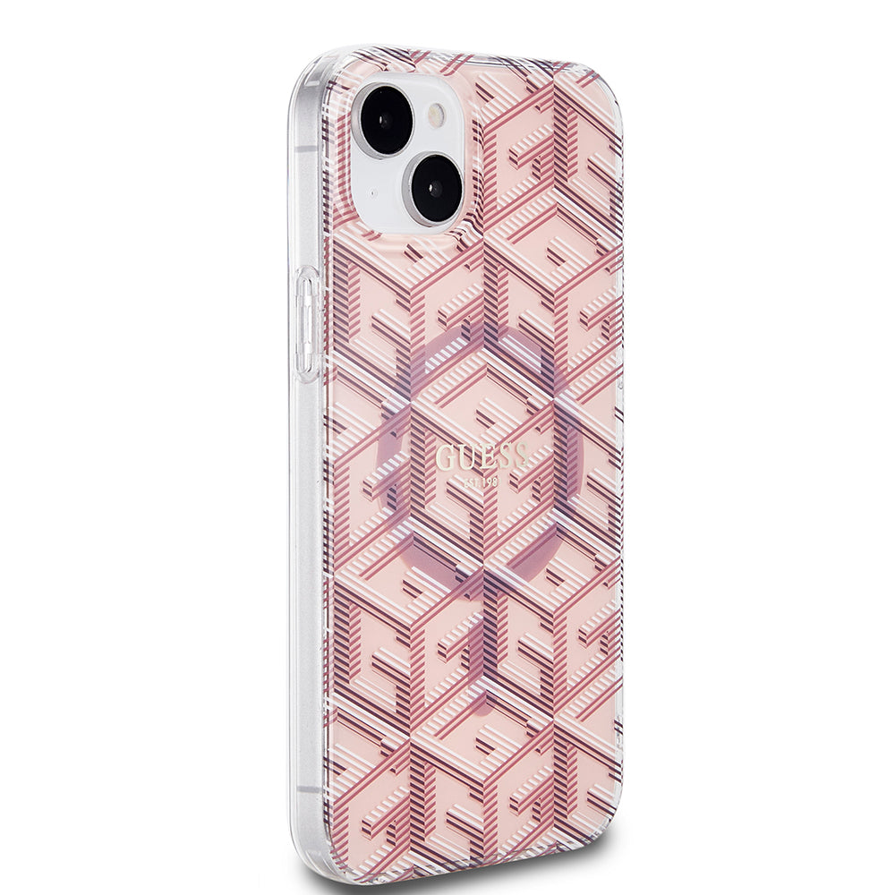 Θήκη MagSafe για Apple iPhone 15, Guess, IML Gcube, Ροζ