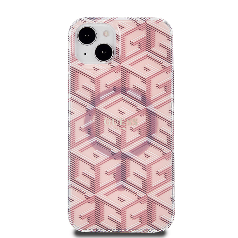 Θήκη MagSafe για Apple iPhone 15, Guess, IML Gcube, Ροζ