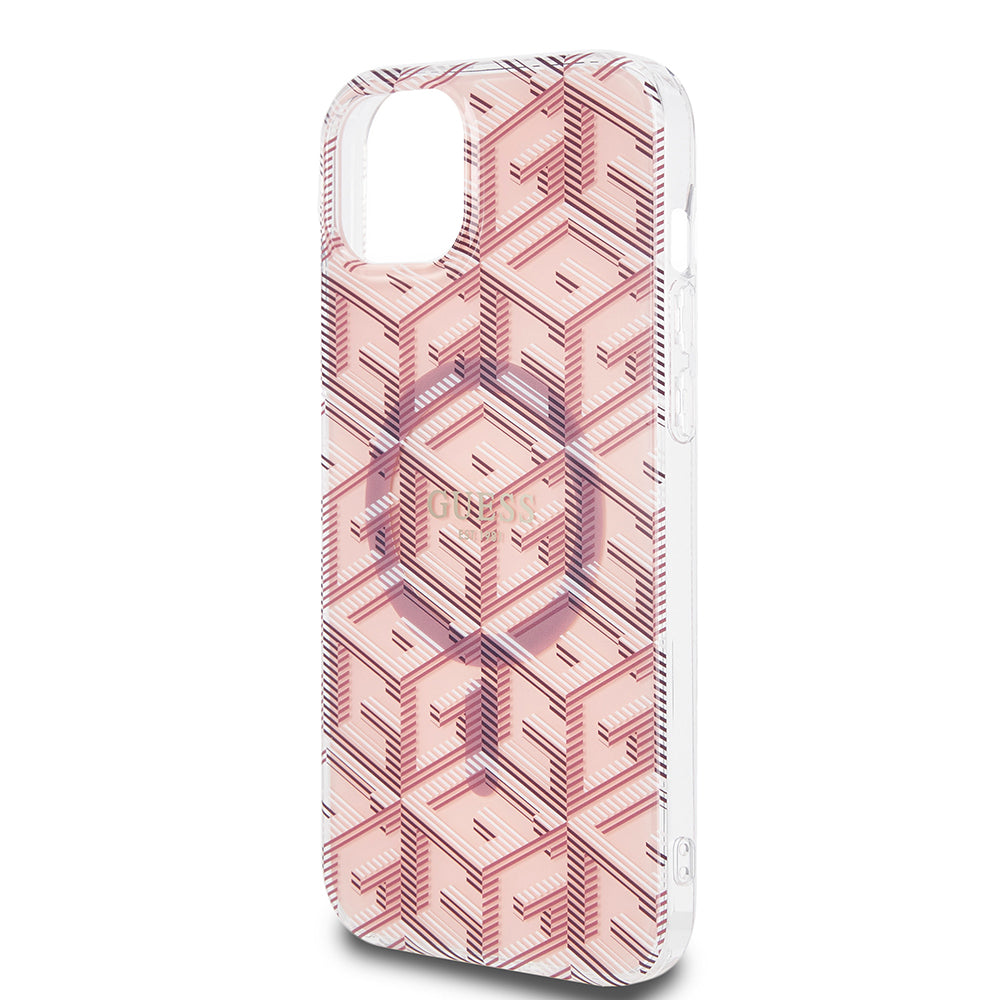 Θήκη MagSafe για Apple iPhone 15, Guess, IML Gcube, Ροζ