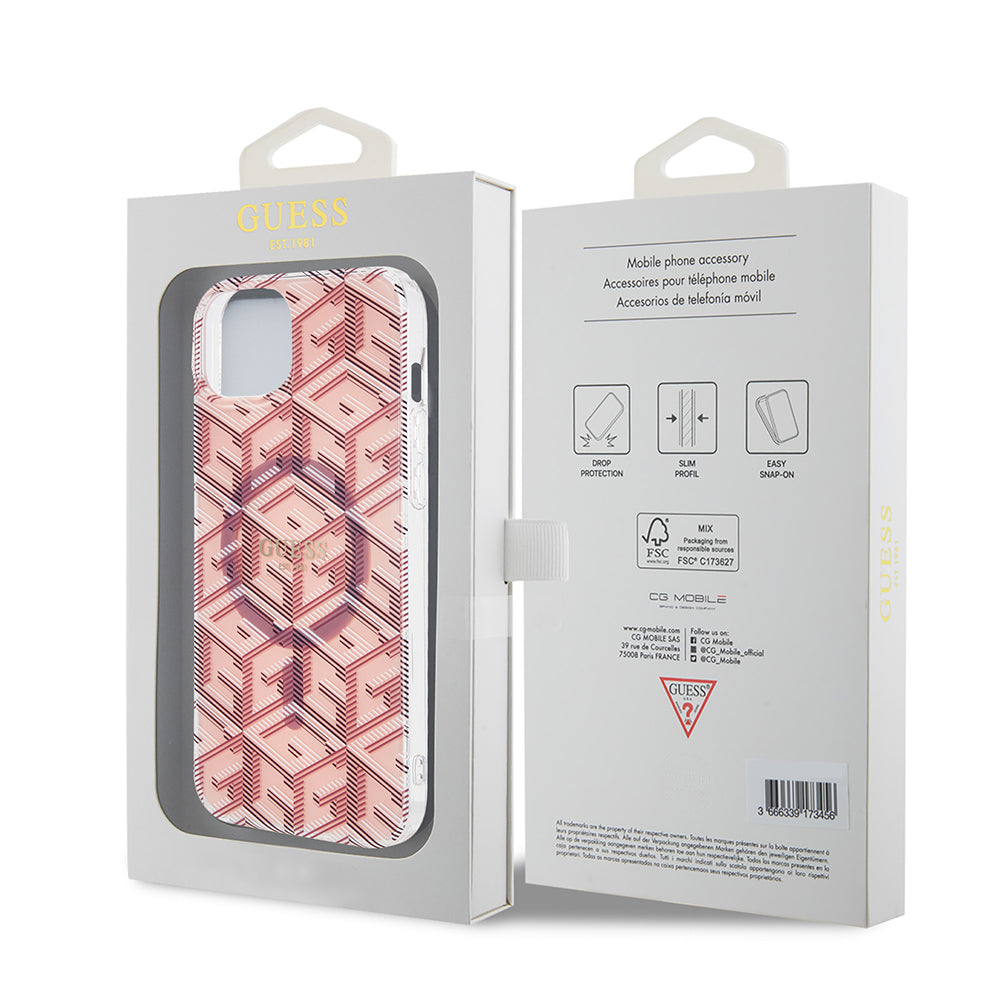Θήκη MagSafe για Apple iPhone 15, Guess, IML Gcube, Ροζ
