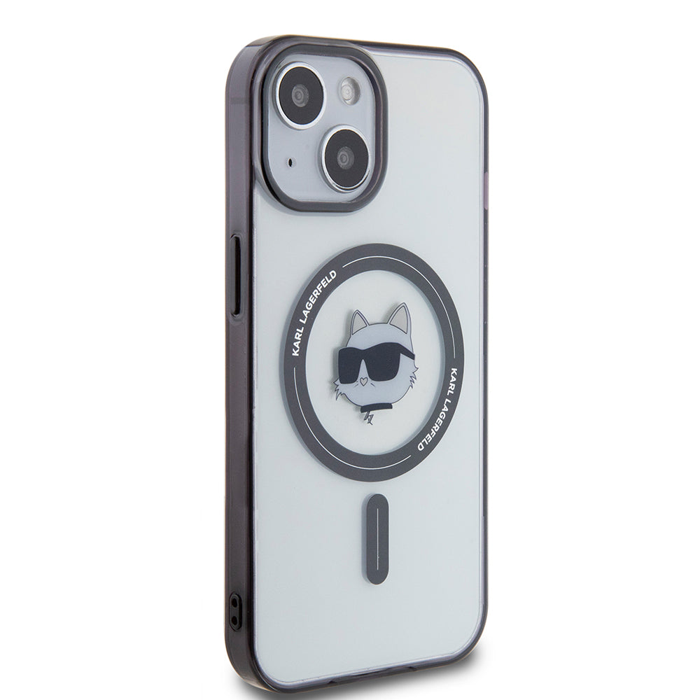 MagSafe Case for Apple iPhone 15, Karl Lagerfeld, IML Choupette's Head, Transparent