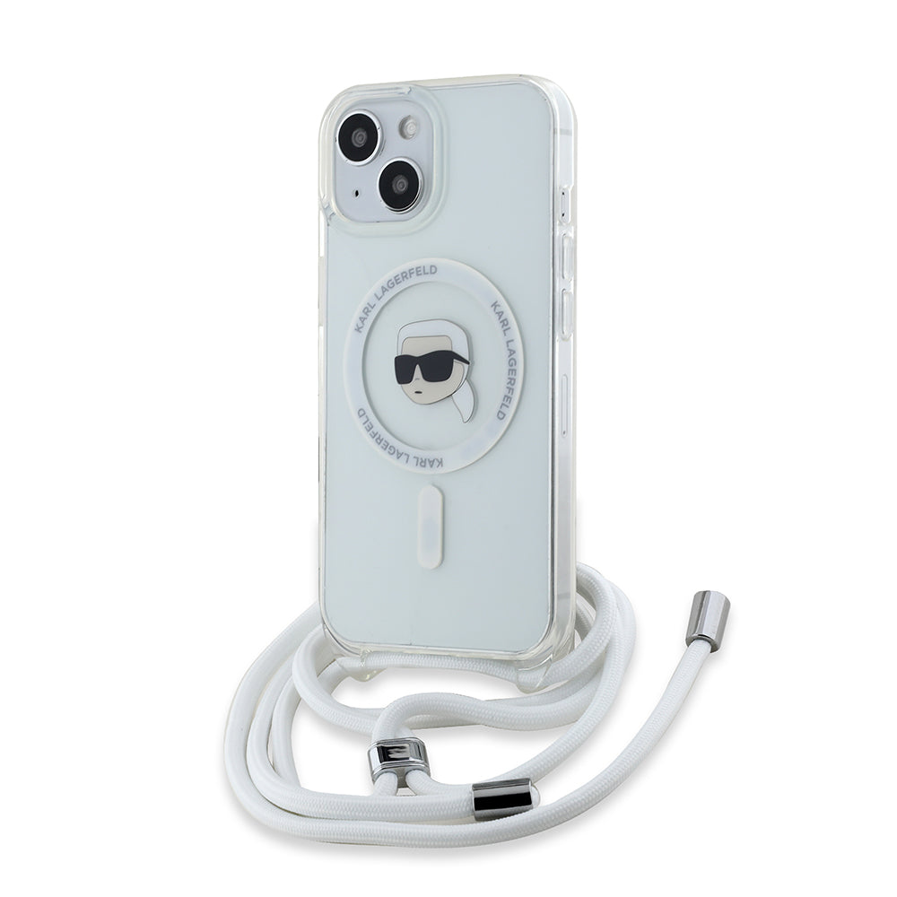 Θήκη MagSafe για Apple iPhone 15, Karl Lagerfeld, IML Crossbody Karl's Head, Διαφανής