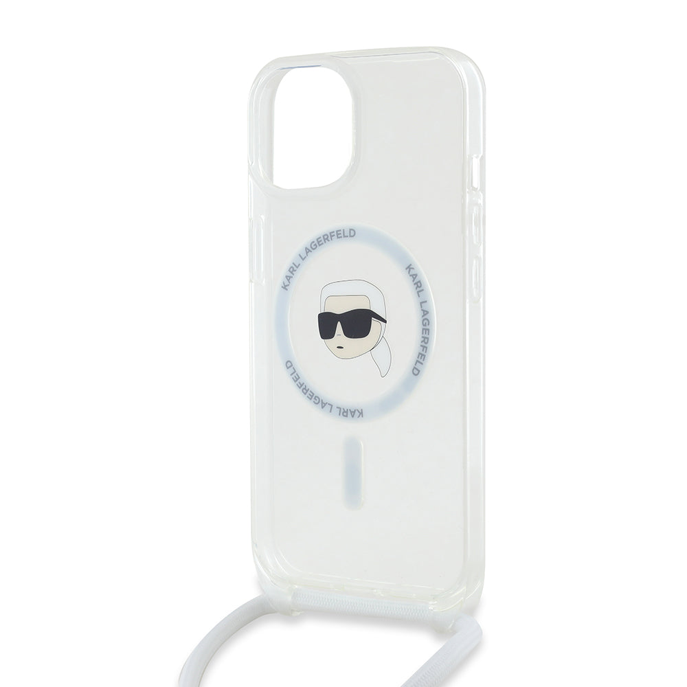 Θήκη MagSafe για Apple iPhone 15, Karl Lagerfeld, IML Crossbody Karl's Head, Διαφανής