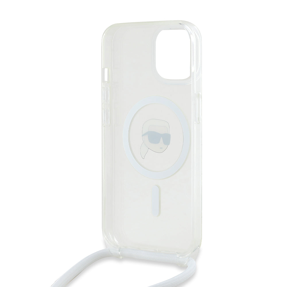 Θήκη MagSafe για Apple iPhone 15, Karl Lagerfeld, IML Crossbody Karl's Head, Διαφανής