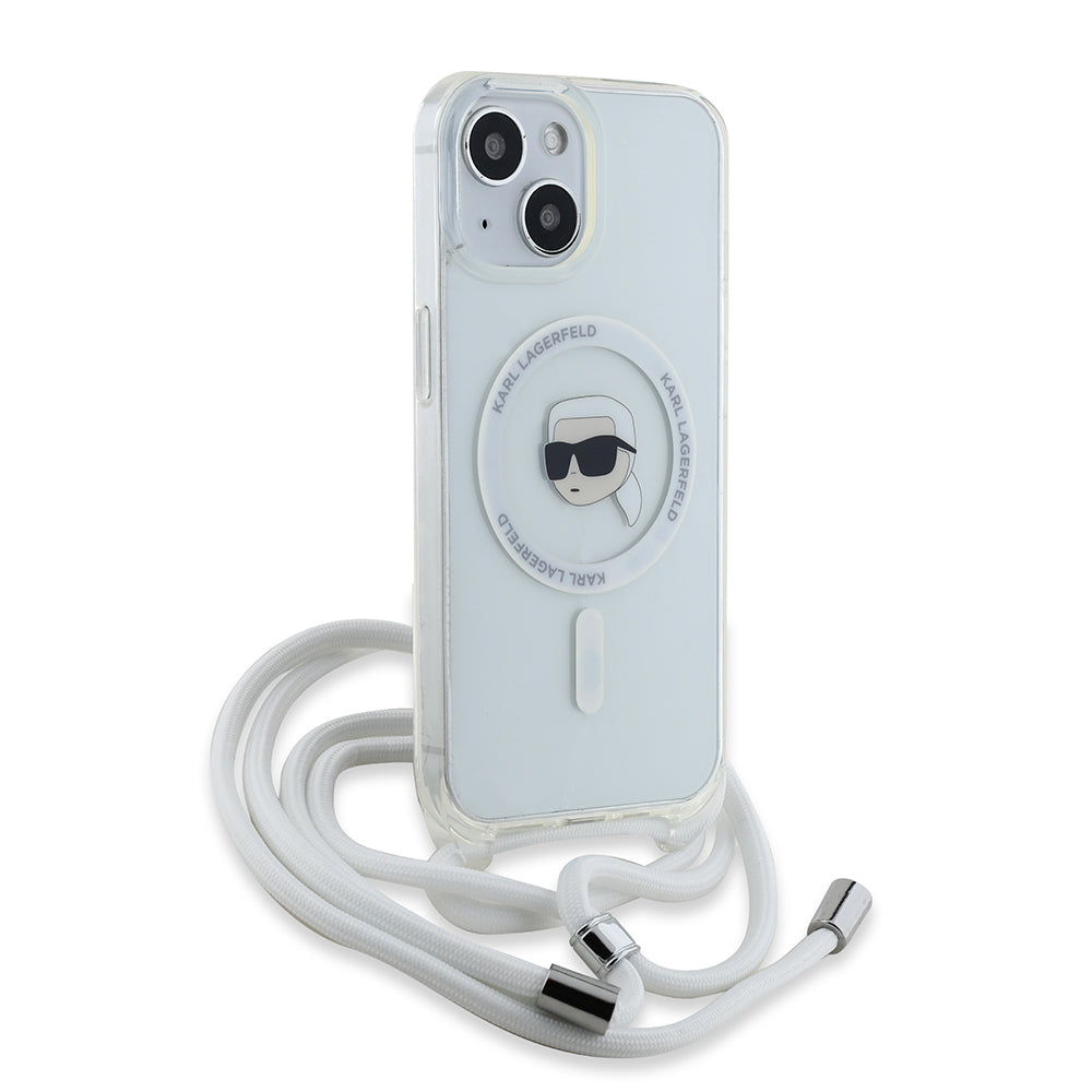 Θήκη MagSafe για Apple iPhone 15, Karl Lagerfeld, IML Crossbody Karl's Head, Διαφανής