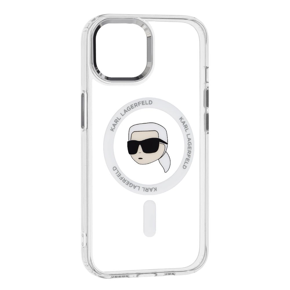 Θήκη MagSafe για Apple iPhone 15, Karl Lagerfeld, IML Metal Karl's Head, Λευκή