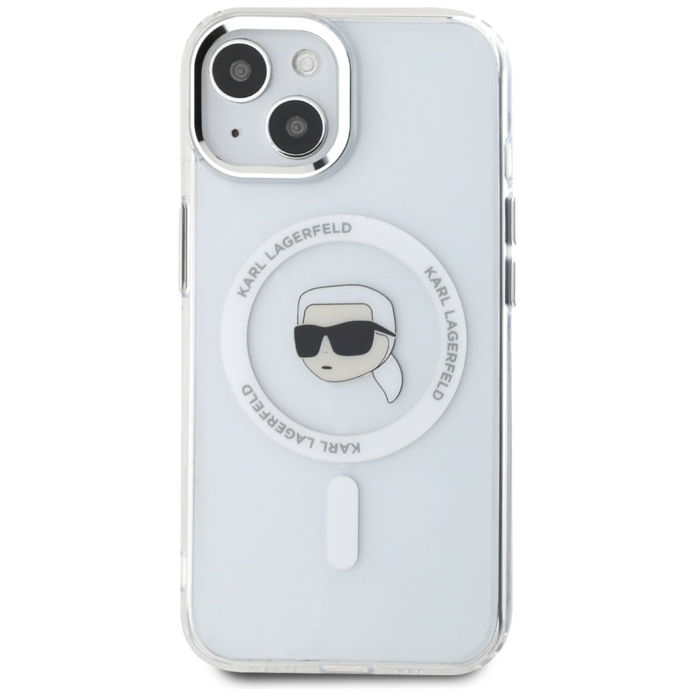 Θήκη MagSafe για Apple iPhone 15, Karl Lagerfeld, IML Metal Karl's Head, Λευκή