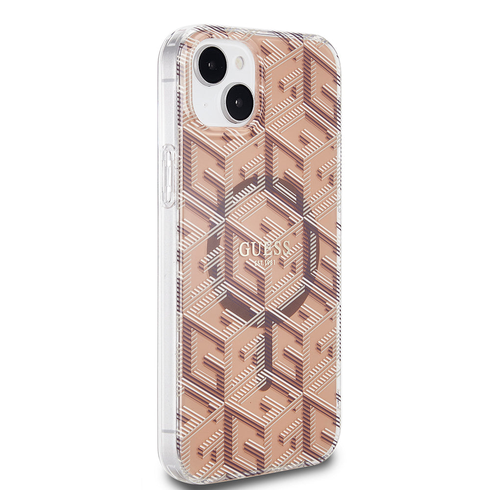 Θήκη MagSafe για Apple iPhone 15 Plus, Guess, IML Gcube, Καφέ