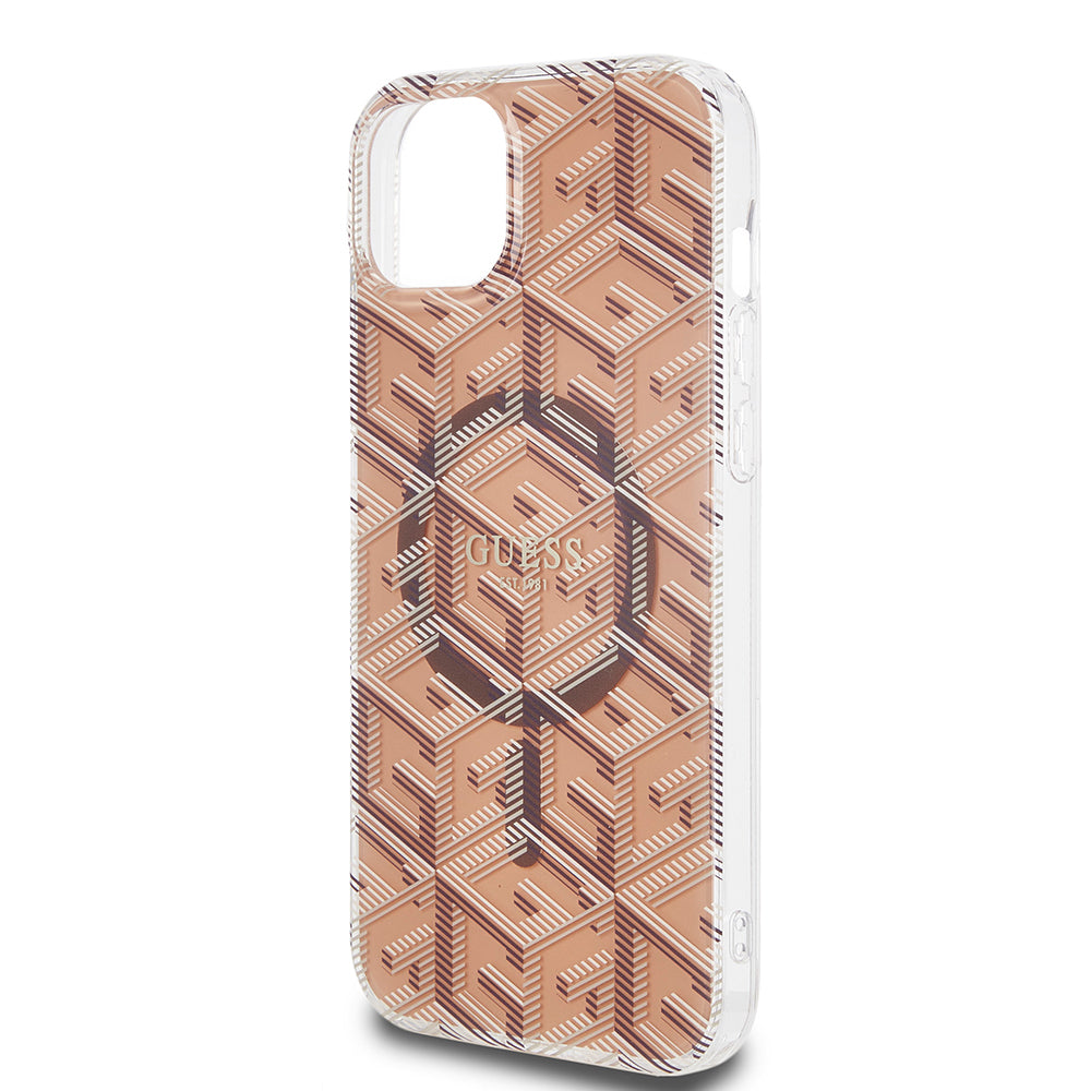 Θήκη MagSafe για Apple iPhone 15 Plus, Guess, IML Gcube, Καφέ