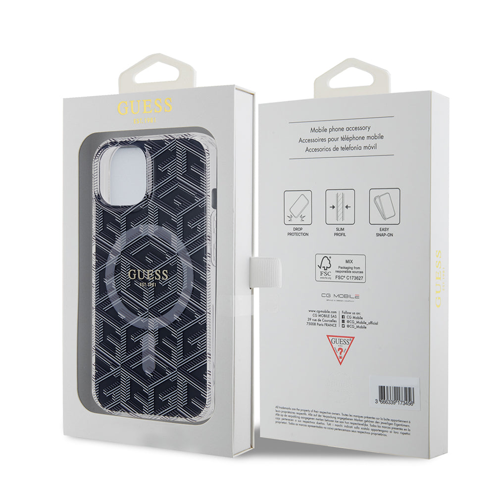 Θήκη MagSafe για Apple iPhone 15 Plus, Guess, IML Gcube, Μαύρη