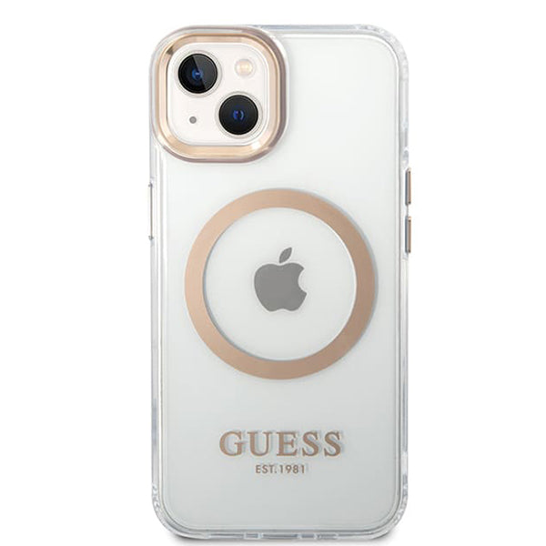 Θήκη MagSafe για Apple iPhone 15 Plus, Guess, Metal Outline, Χρυσή