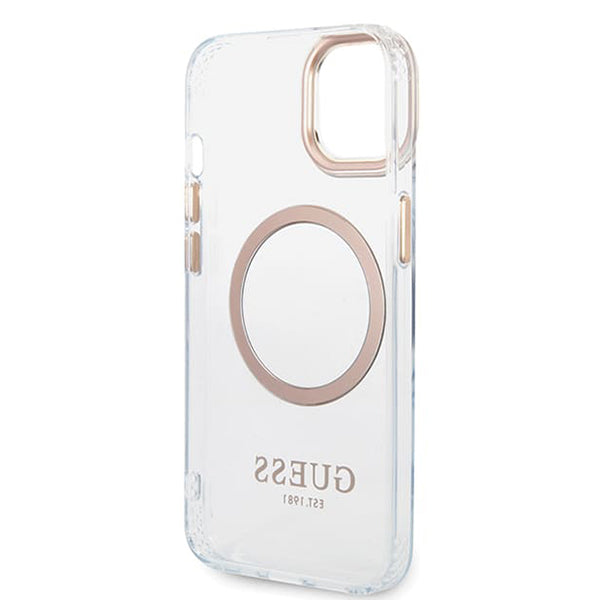 Θήκη MagSafe για Apple iPhone 15 Plus, Guess, Metal Outline, Χρυσή