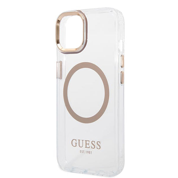 Θήκη MagSafe για Apple iPhone 15 Plus, Guess, Metal Outline, Χρυσή