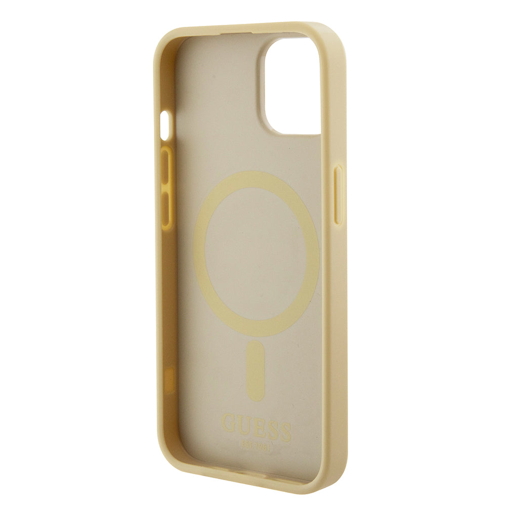 Θήκη MagSafe για Apple iPhone 15 Plus, Guess, Saffiano, Χρυσή