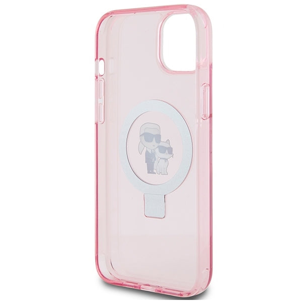 Θήκη MagSafe για Apple iPhone 15 Plus, Karl Lagerfeld, Ring Stand Karl & Choupette, Ροζ